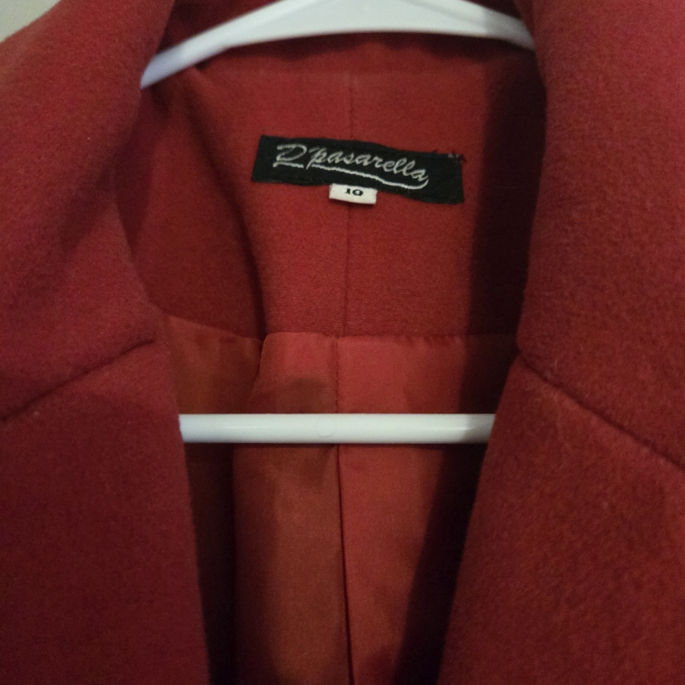 Women's R Pasarella Wool Blend Winter Coat | Classic Tailored Red | Size 10 - Picture 2 of 9